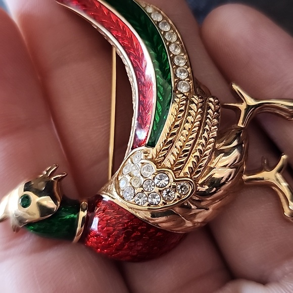 Swarovski Jewelry - VTG Swarovski Colorful Bird Brooch with Gold Accents
